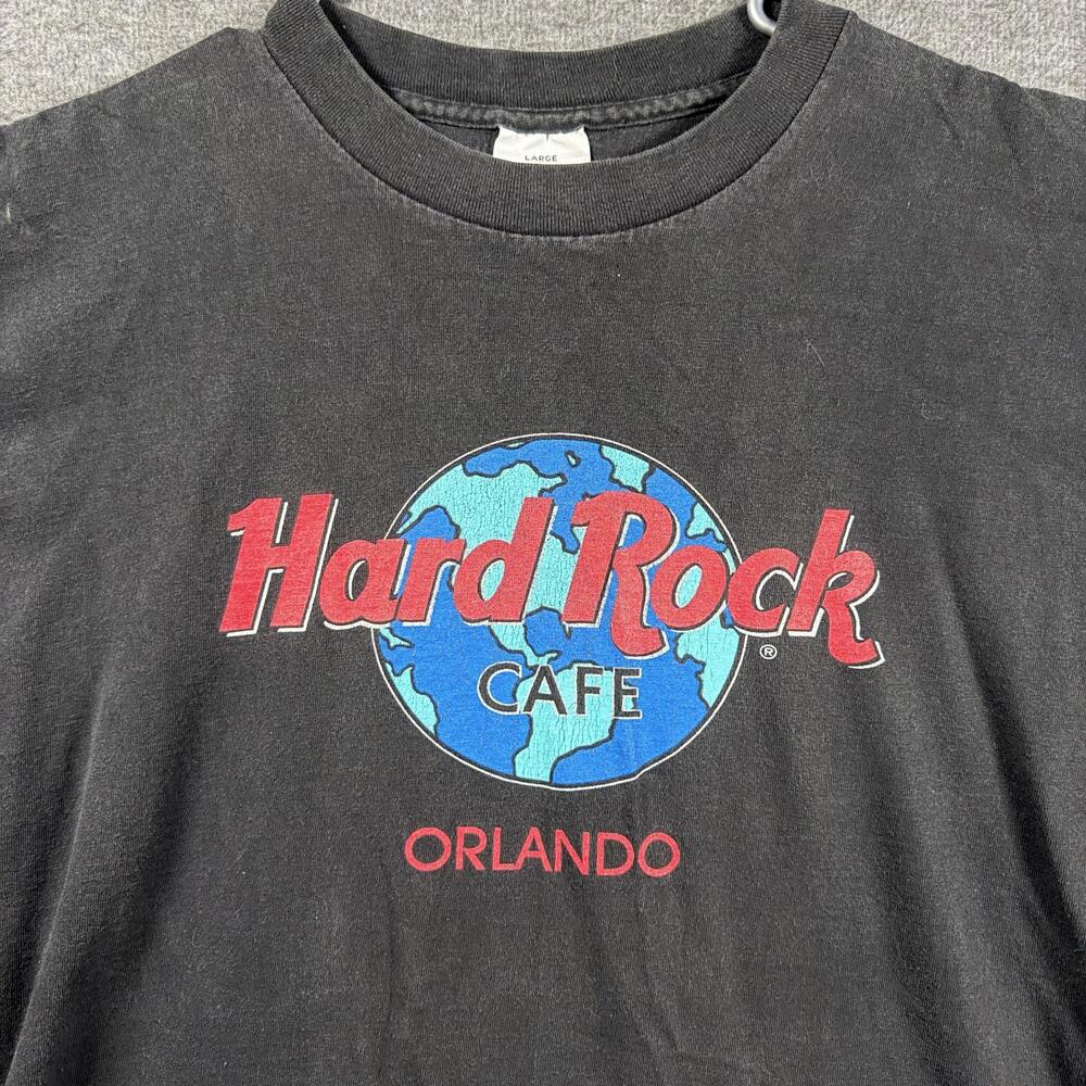 Vintage Hard Rock Cafe Shirt Mens Large Black Orlando Globe Tee Made USA 90s